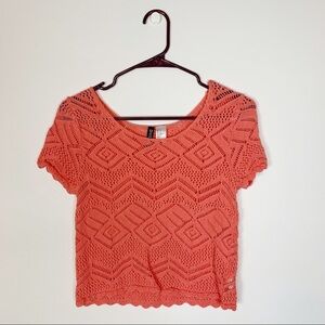 H&M Divided Crochet Short Sleeve Sweater